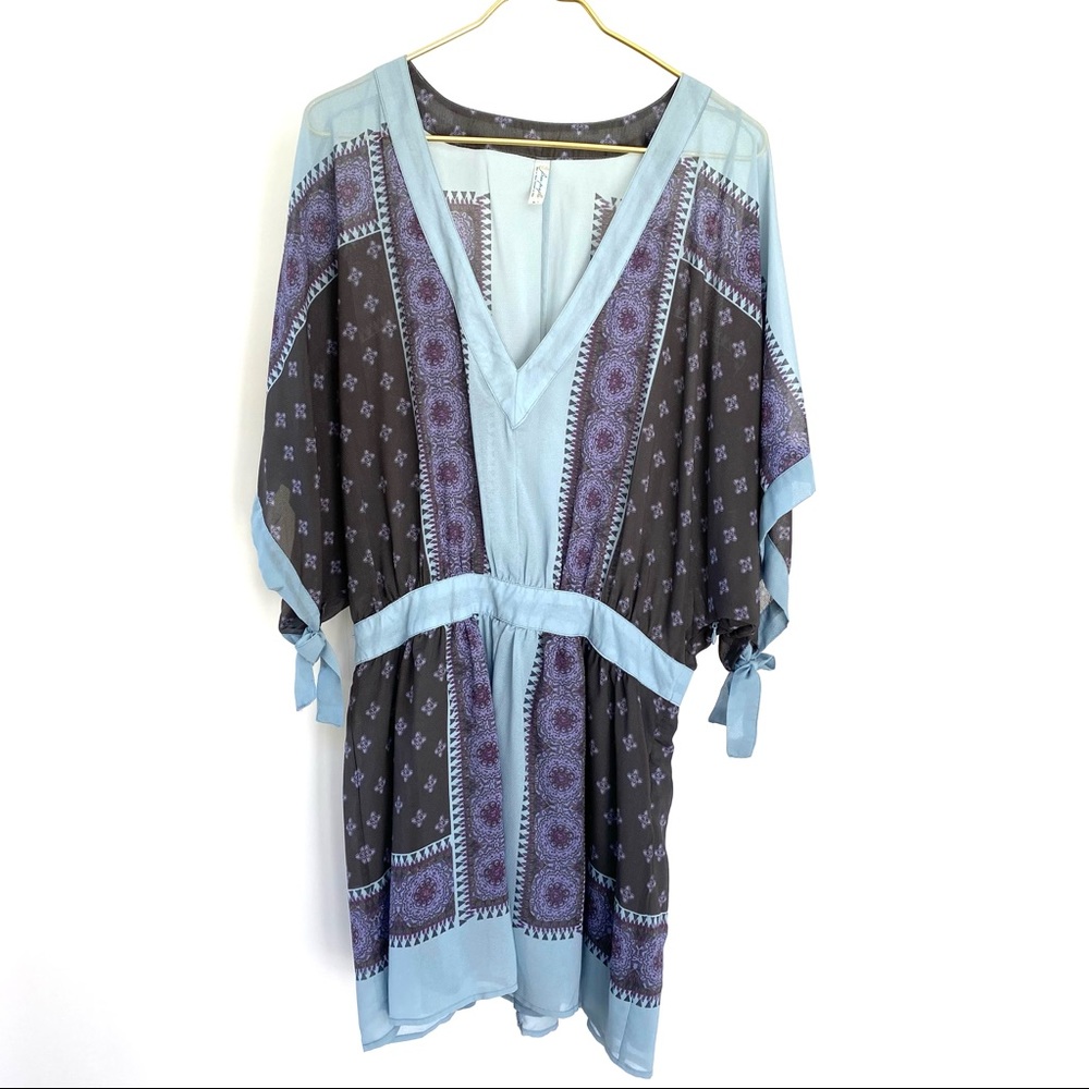 Free People Santa Cruz Powder blue v-neck dress size S